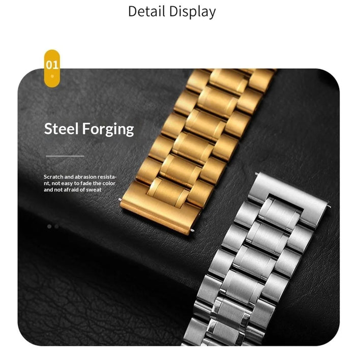 For Samsung Galaxy Watch 46mm Metal Strap Quick Release Five-Bead Stainless Steel Watch Band - Silver - 3
