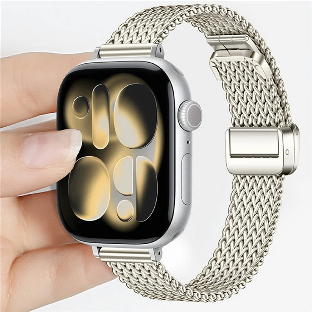 Magnetic Strap for Apple Watch Series 11 10 42mm / 9 8 7 41mm / SE3 SE2 SE 6 5 4 40mm / 3 2 1 38mm Stainless Steel Wristband - Starlight - 6
