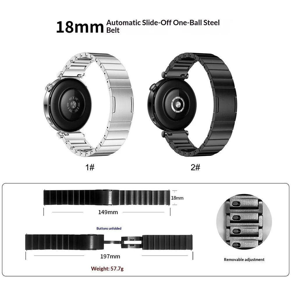 Quick Release Strap for Huawei Watch GT 6 41mm / GT 5 41mm / GT 4 41mm / GT 5 Pro 42mm / Xiaomi Watch S4 41mm , 18mm Stainless Steel Watch Band - Silver / Gold - 5