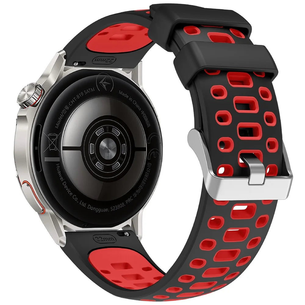 Silicone Strap for Oppo Watch X / X2 / X3 / Watch 4 Pro / OnePlus Watch 2 , 22mm Dual Color Sport Band Replacement Wristband - Black+Red - 1