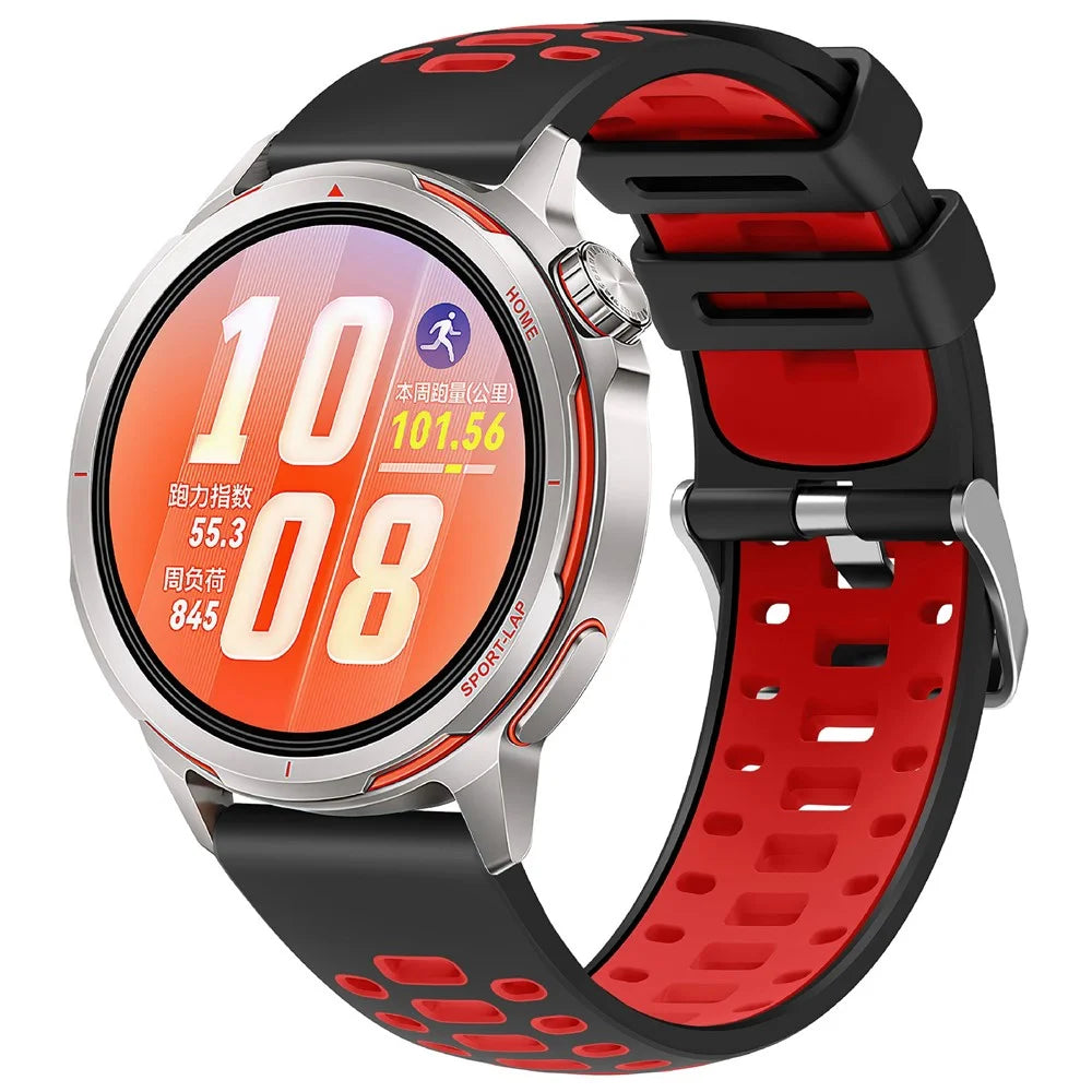 Silicone Strap for Oppo Watch X / X2 / X3 / Watch 4 Pro / OnePlus Watch 2 , 22mm Dual Color Sport Band Replacement Wristband - Black+Red - 2
