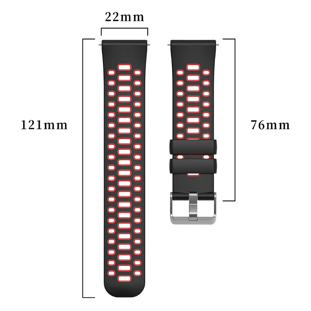 Silicone Strap for Oppo Watch X / X2 / X3 / Watch 4 Pro / OnePlus Watch 2 , 22mm Dual Color Sport Band Replacement Wristband - Black+Red - 5
