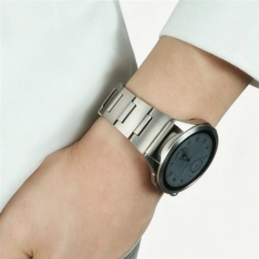 Watch Band for Oppo Watch X / X2 / X3 / Watch 4 Pro / OnePlus Watch 2 , 22mm Titanium Alloy Bamboo Link Strap with Telescopic Buckle - Silver - 5