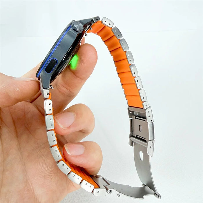 For Huawei Watch GT Runner 2 Metal Strap 22mm Titanium Alloy Watch Band with Turtle Shell Buckle - Silver - 5