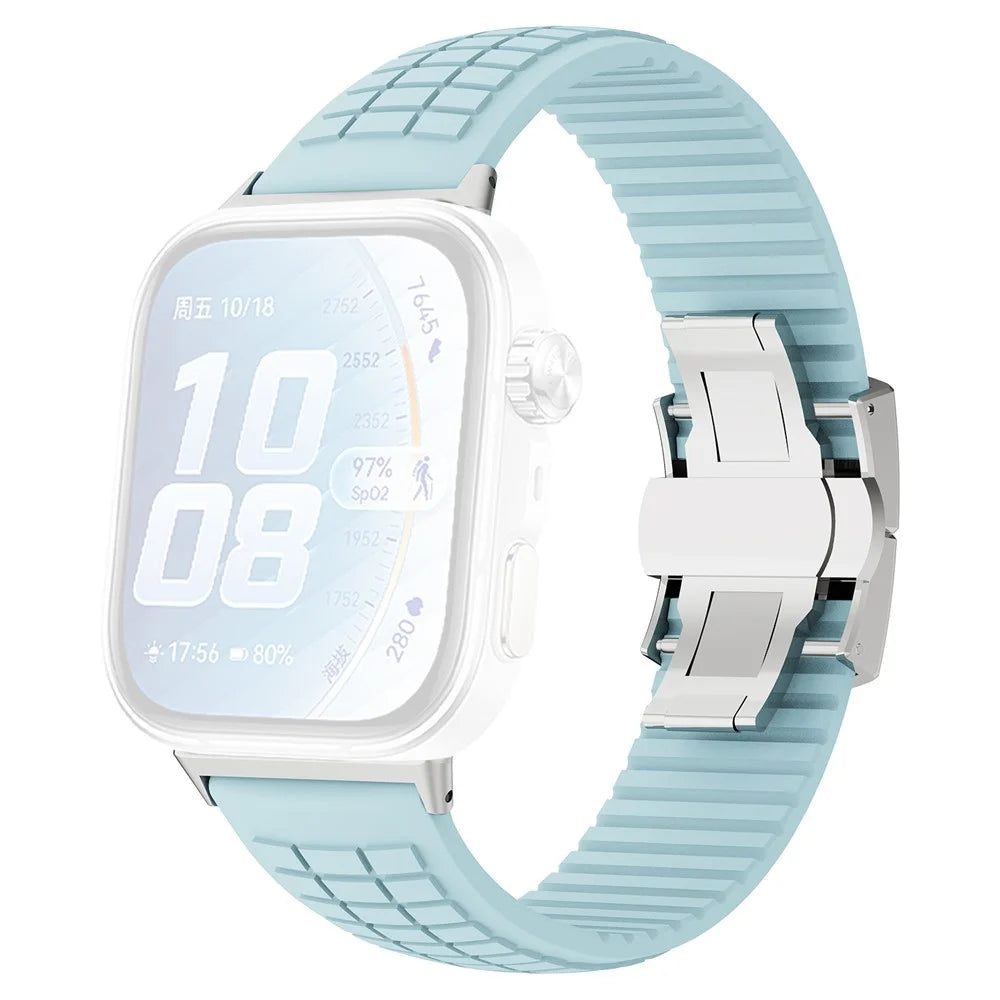 Silicone Strap for Huawei Watch Fit 5 Pro  /  5  /  4 Pro  /  4  /  3 Grid Texture Breathable Sports Band Replacement Wristband - Baby Blue - 1
