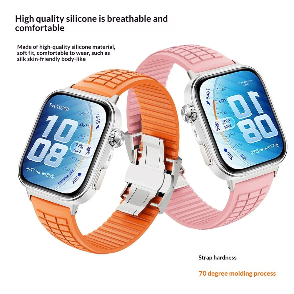 Silicone Strap for Huawei Watch Fit 5 Pro  /  5  /  4 Pro  /  4  /  3 Grid Texture Breathable Sports Band Replacement Wristband - Baby Blue - 4