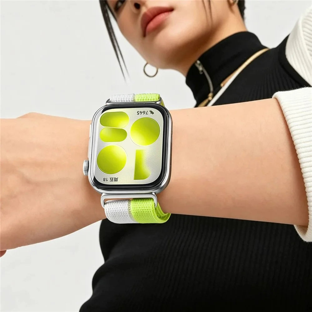 Nylon Strap for Huawei Watch Fit 5 Pro  /  5  /  4 Pro  /  4  /  3 Sport Loop Band Breathable Wristband - Green - 6