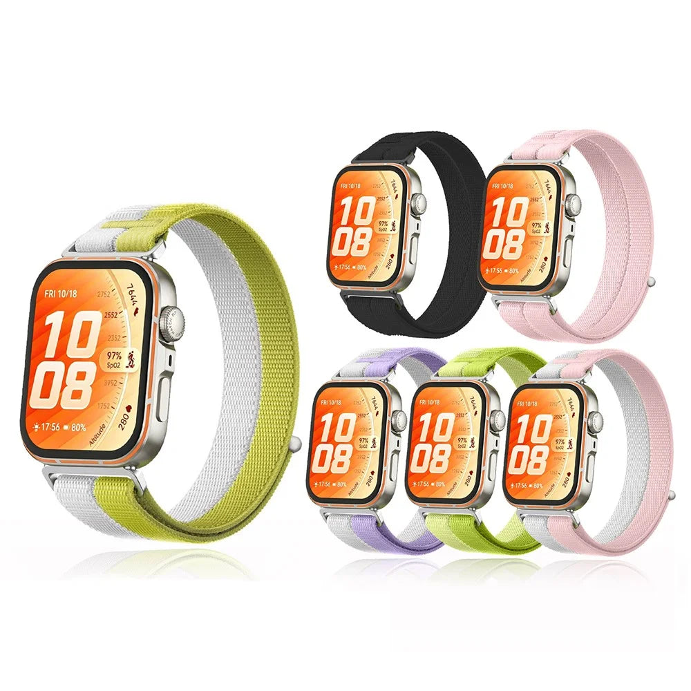 Nylon Strap for Huawei Watch Fit 5 Pro  /  5  /  4 Pro  /  4  /  3 Sport Loop Band Breathable Wristband - Green - 7