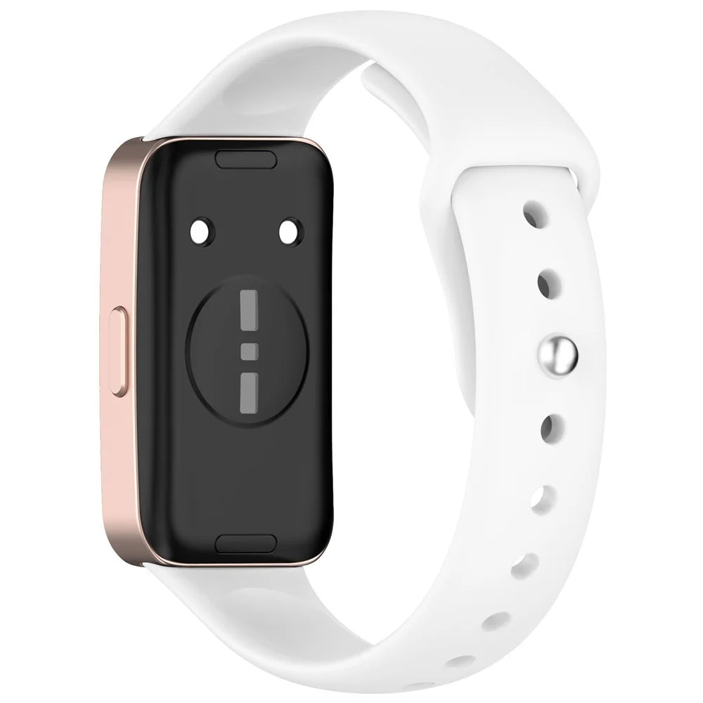 Smart Watch Band for Huawei Band 10 / 9 / 8 Reverse Buckle Silicone Strap - White - 1