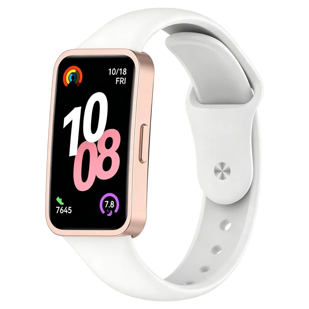 Smart Watch Band for Huawei Band 10 / 9 / 8 Reverse Buckle Silicone Strap - White - 2