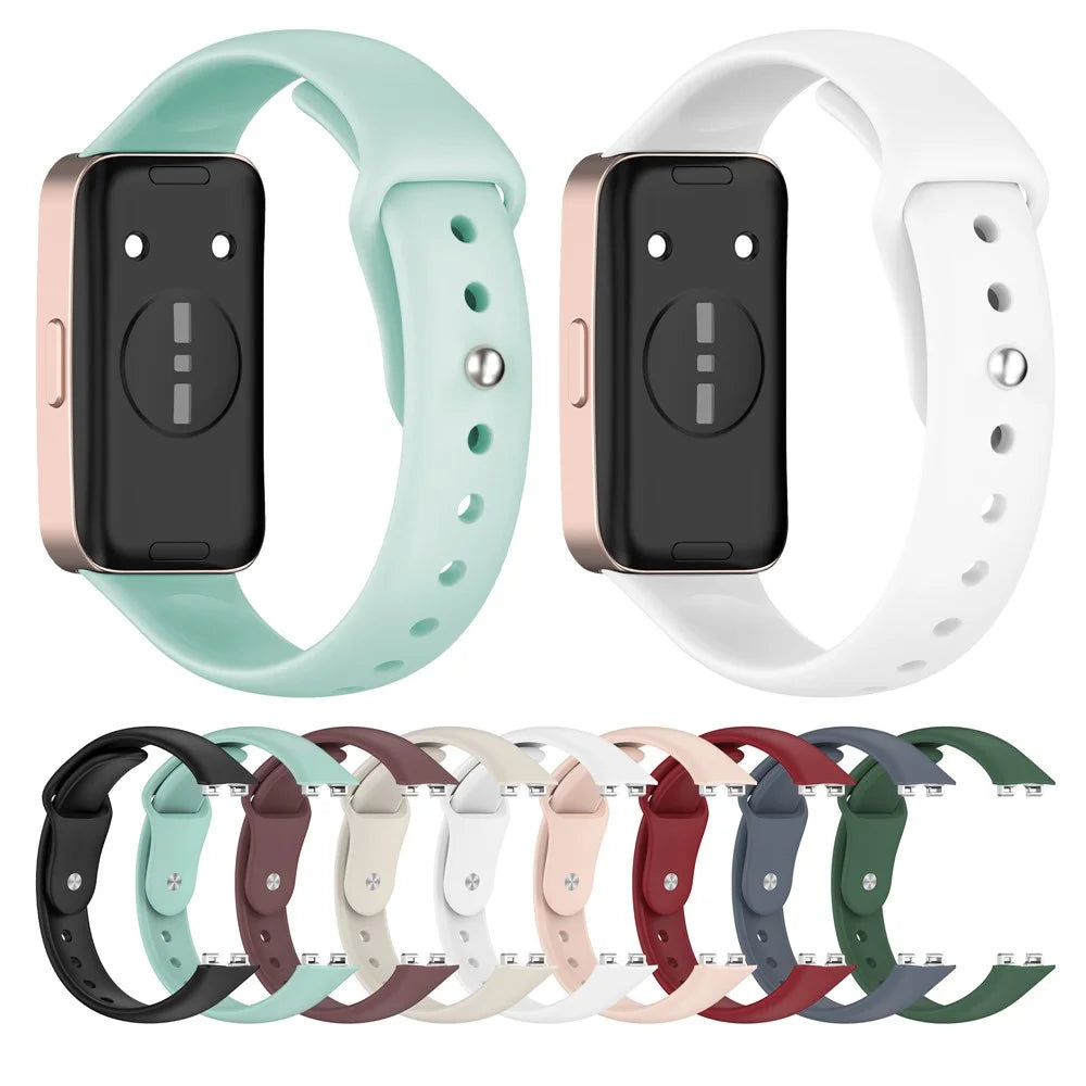 Smart Watch Band for Huawei Band 10 / 9 / 8 Reverse Buckle Silicone Strap - White - 5