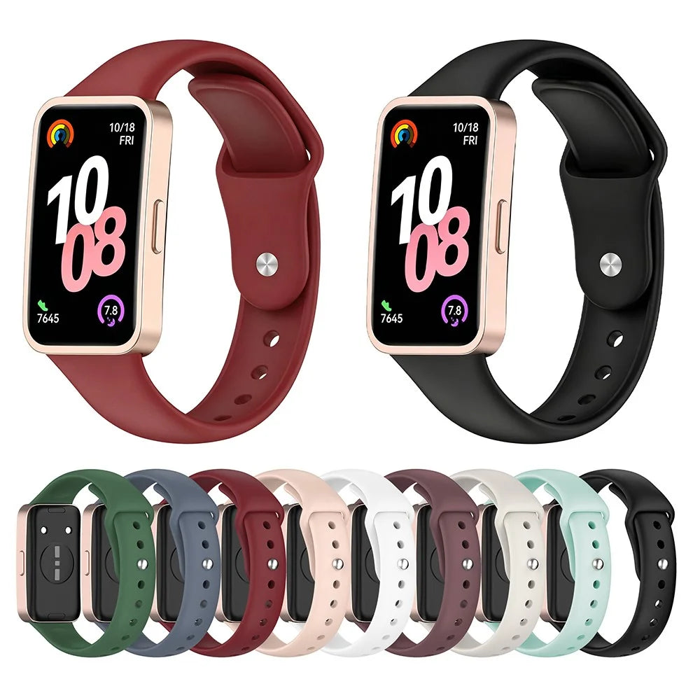 Smart Watch Band for Huawei Band 10 / 9 / 8 Reverse Buckle Silicone Strap - White - 6