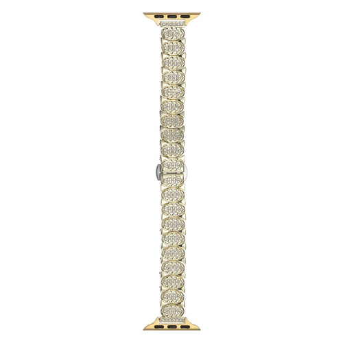 Strap for Apple Watch Series 11 10 42mm  /  9 8 7 41mm  /  SE3 SE2 SE 6 5 4 40mm  /  3 2 1 38mm Rhinestone Decor Zinc Alloy Metal Chain Band - Gold - 1
