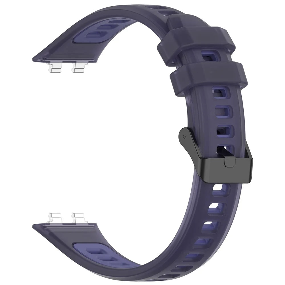Strap for Huawei Band 11 / 11 NFC / 11 Pro / 11 Pro NFC Jelly Translucent Silicone Breathable Wristband with Steel Buckle - Phantom Purple - 3