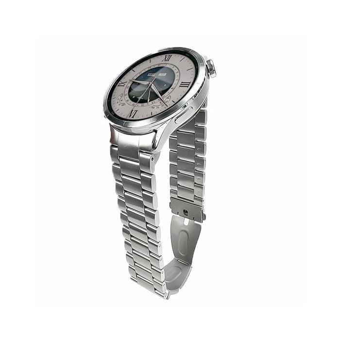 For Xiaomi Watch S5 Stainless Steel Strap Metal Band Three-Bead Flat Buckle Replacement Wristband - Silver - 2