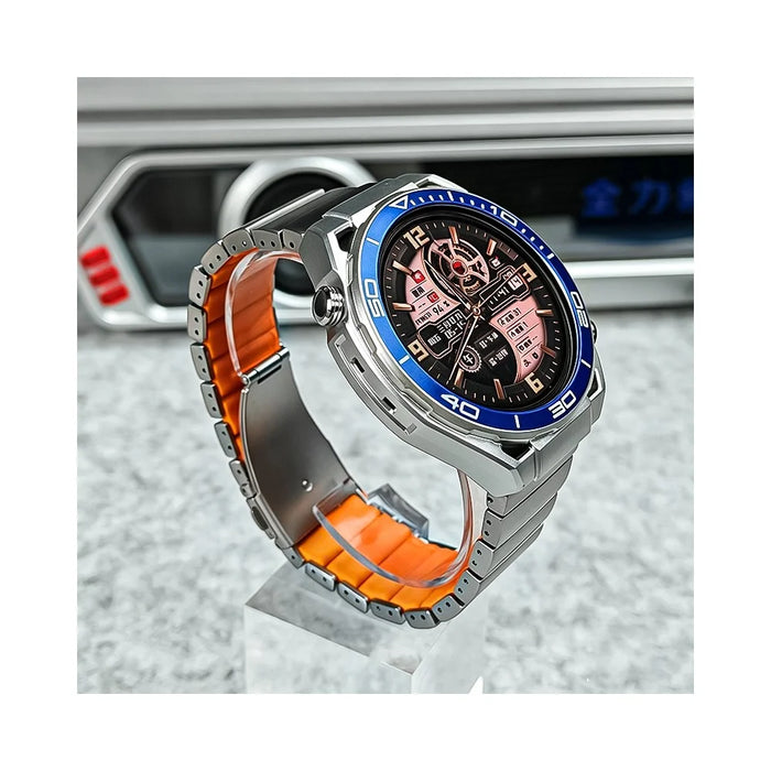 22mm Strap for Oppo Watch 4 Pro / X3 / X2 / X Titanium Alloy + Silicone 1-Bead Replacement Wristband - Silver+Orange - 2