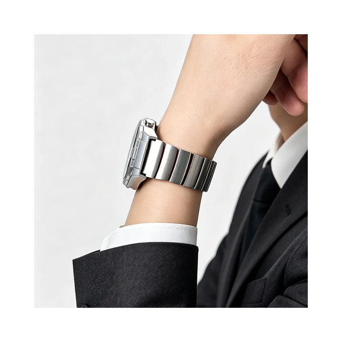 22mm Strap for Oppo Watch 4 Pro / X3 / X2 / X Titanium Alloy + Silicone 1-Bead Replacement Wristband - Silver+Orange - 7