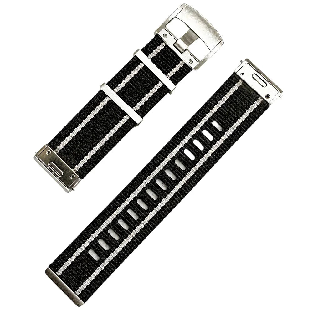 22mm Nylon Strap for Oppo Watch 4 Pro / X3 / X2 / X Breathable Replacement Wristband - Black  /  White - 1