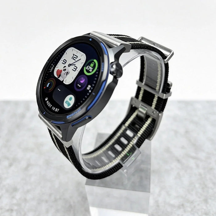 22mm Nylon Strap for Oppo Watch 4 Pro / X3 / X2 / X Breathable Replacement Wristband - Black  /  White - 2
