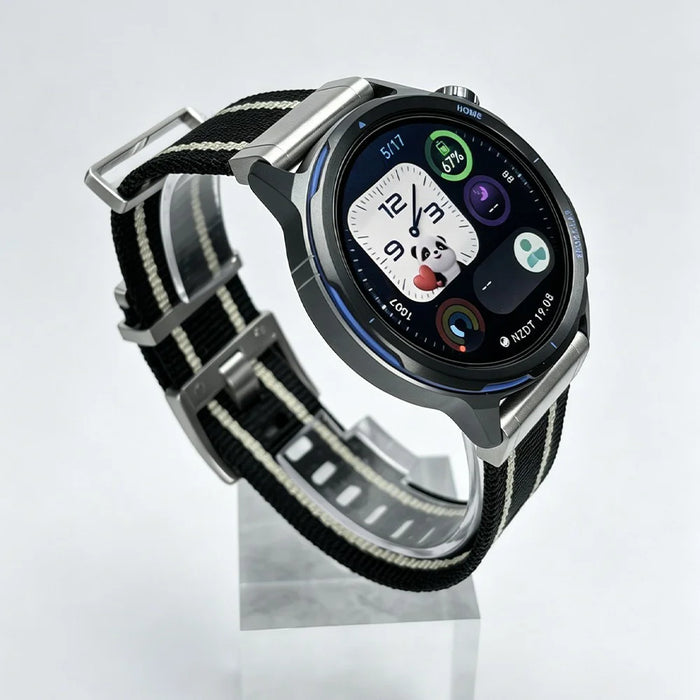 22mm Nylon Strap for Oppo Watch 4 Pro / X3 / X2 / X Breathable Replacement Wristband - Black  /  White - 3