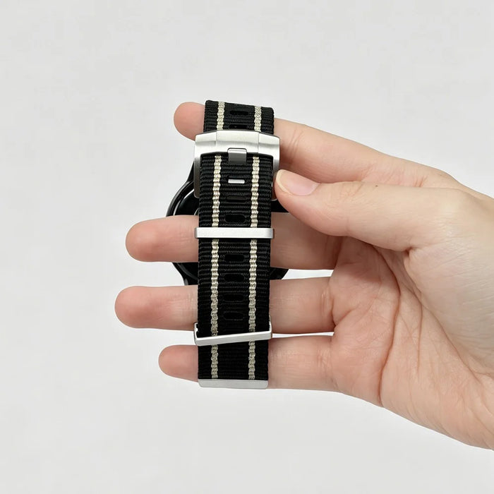 22mm Nylon Strap for Oppo Watch 4 Pro / X3 / X2 / X Breathable Replacement Wristband - Black  /  White - 4