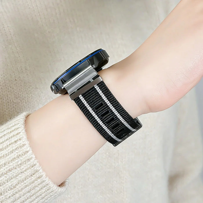 22mm Nylon Strap for Oppo Watch 4 Pro / X3 / X2 / X Breathable Replacement Wristband - Black  /  White - 5