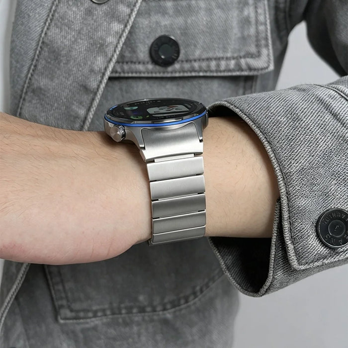 For Huawei Watch GT Runner 2 Titanium Alloy Watch Band Adjustable Bamboo Link Metal Strap - Silver - 7
