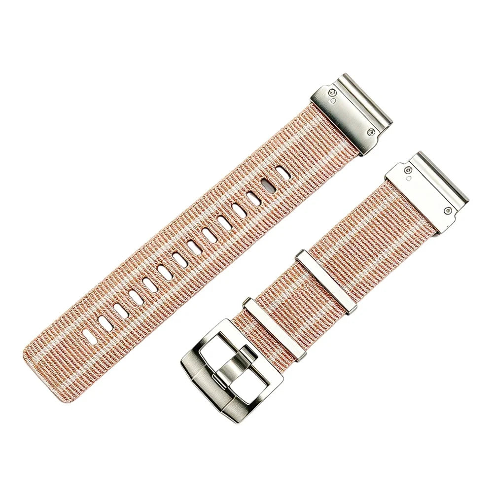 22mm Quick Release Strap for Garmin quatix 8 47mm / Fenix 8 47mm / Fenix E 47mm Nylon Woven Band with Metal Buckle - Pink - 1