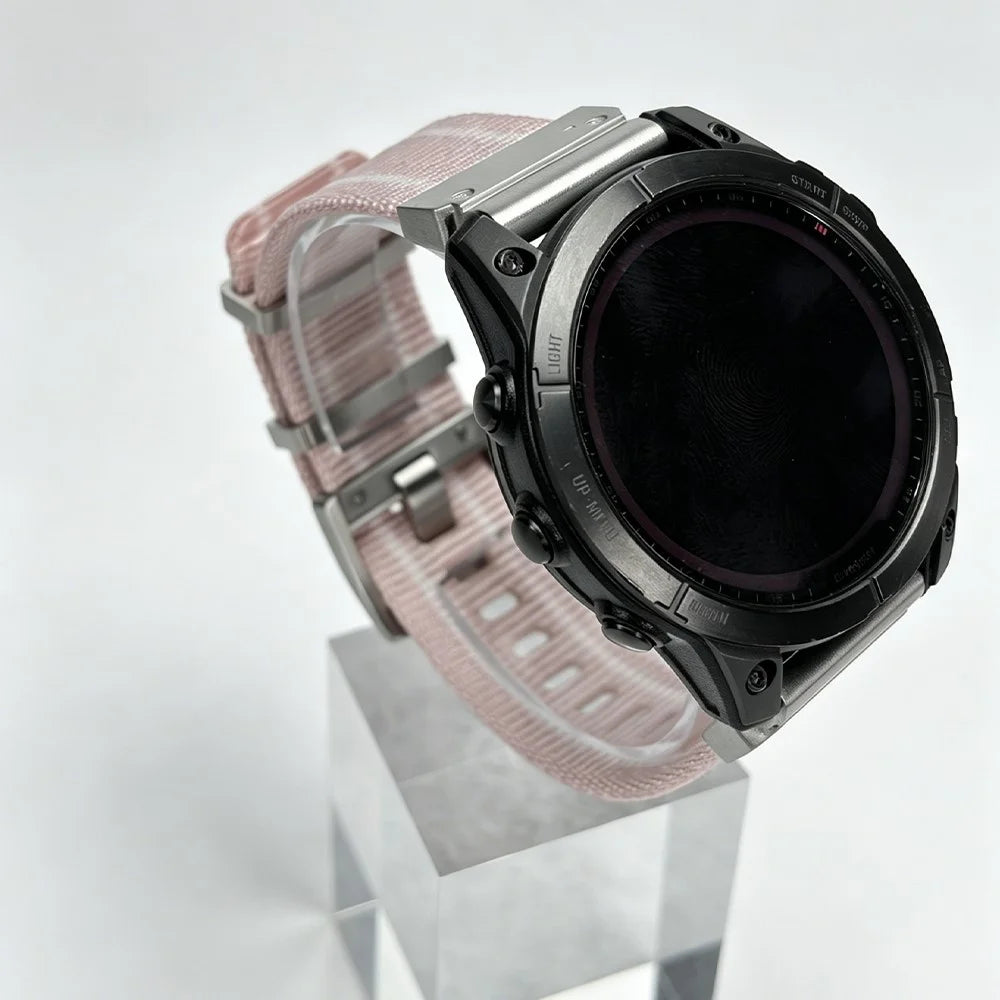 22mm Quick Release Strap for Garmin quatix 8 47mm / Fenix 8 47mm / Fenix E 47mm Nylon Woven Band with Metal Buckle - Pink - 3
