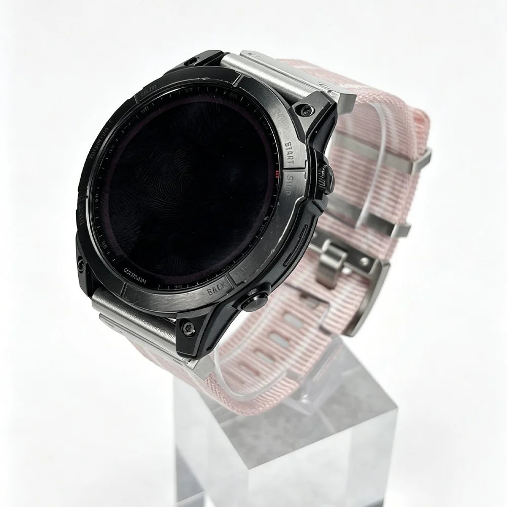 22mm Quick Release Strap for Garmin quatix 8 47mm / Fenix 8 47mm / Fenix E 47mm Nylon Woven Band with Metal Buckle - Pink - 4