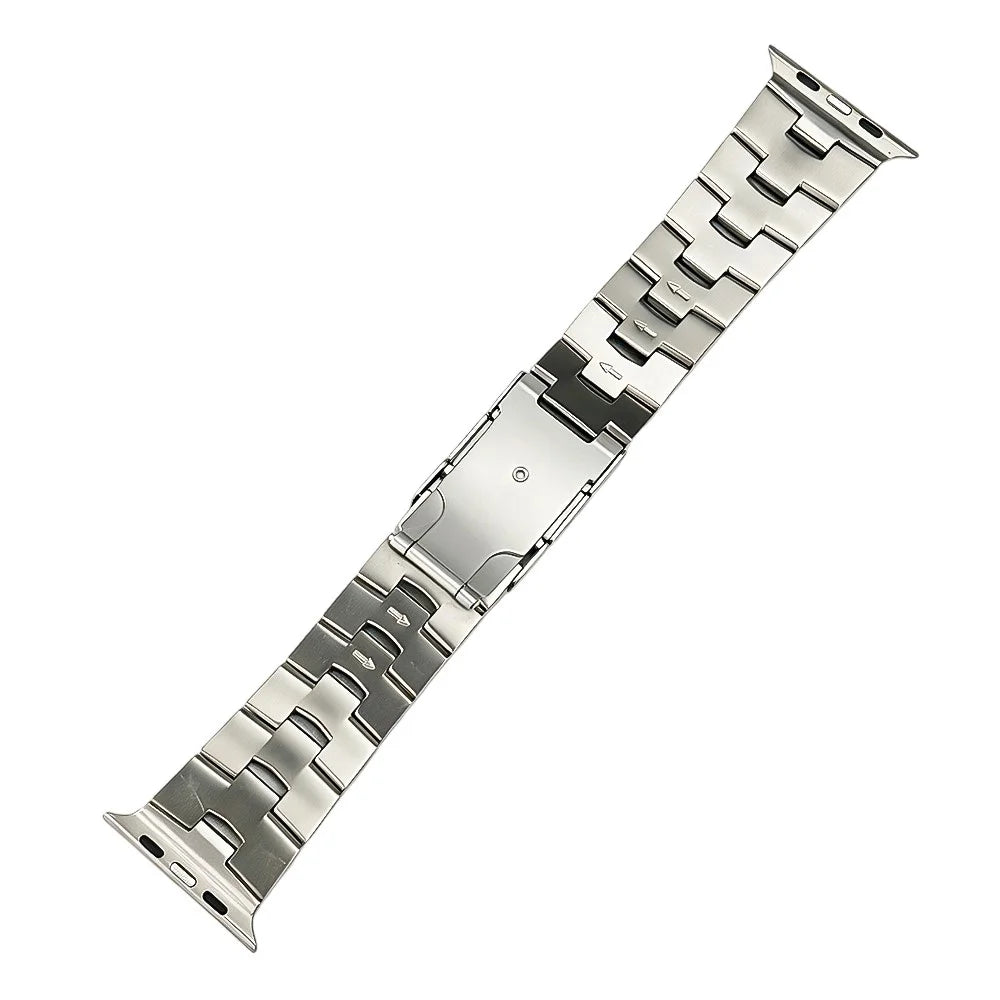 Strap for Apple Watch Ultra 3 2 1 49mm  /  Series 11 10 46mm  /  9 8 7 45mm  /  SE3 SE2 SE 6 5 4 44mm  /  3 2 1 42mm Turtle Shell Design Titanium Alloy Watchband - Silver - 1