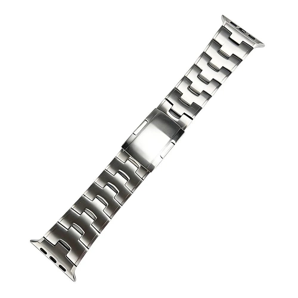 Strap for Apple Watch Ultra 3 2 1 49mm  /  Series 11 10 46mm  /  9 8 7 45mm  /  SE3 SE2 SE 6 5 4 44mm  /  3 2 1 42mm Turtle Shell Design Titanium Alloy Watchband - Silver - 2