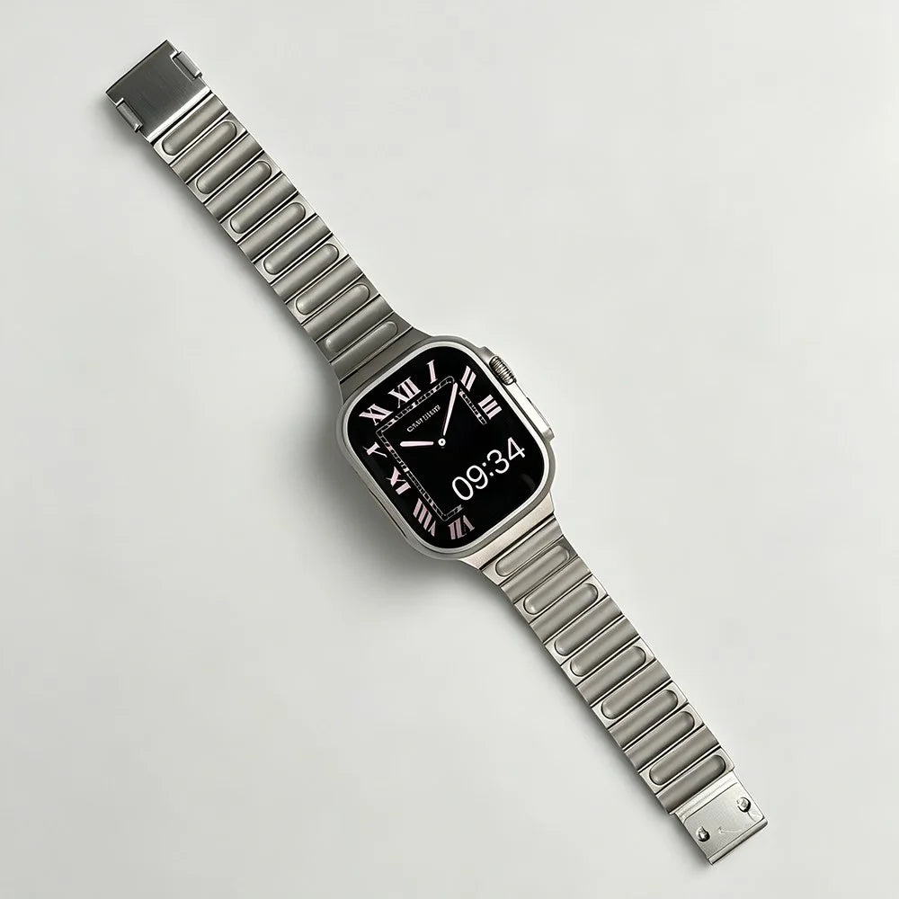 Stainless Steel Band for Apple Watch Ultra 3 2 1 49mm  /  Series 11 10 46mm  /  9 8 7 45mm  /  SE3 SE2 SE 6 5 4 44mm  /  3 2 1 42mm Titanium Alloy Replacement Strap with Magnetic Buckle - Silver - 2