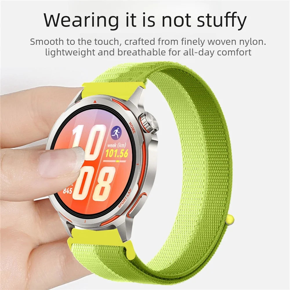 20mm Nylon Loop Watch Strap for Samsung Galaxy Watch7 44mm / 40mm / GarminActive 5 / Huawei Watch GT 3 Pro 43mm Elastic Sport Band - Green - 3