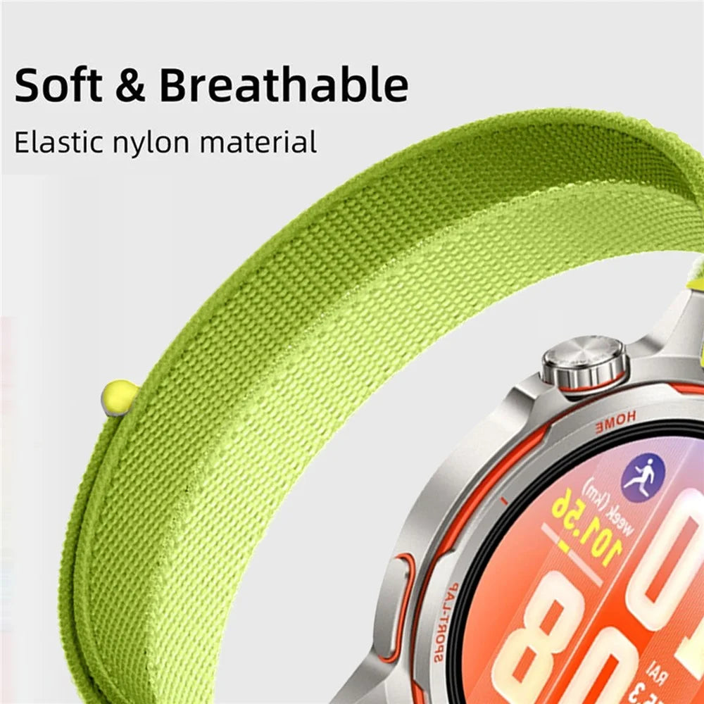 20mm Nylon Loop Watch Strap for Samsung Galaxy Watch7 44mm / 40mm / GarminActive 5 / Huawei Watch GT 3 Pro 43mm Elastic Sport Band - Green - 5