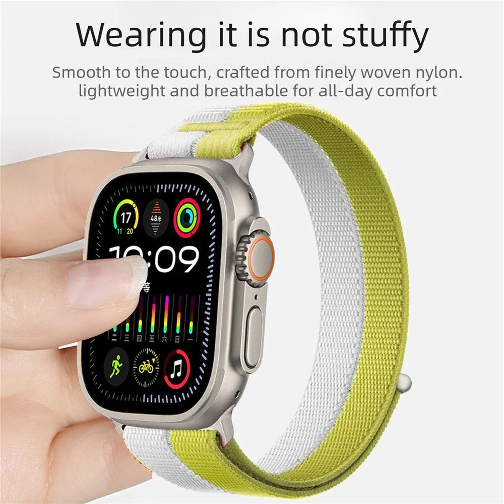 Watch Strap for Apple Watch Series 11 10 42mm / 9 8 7 41mm / SE3 SE2 SE 6 5 4 40mm / 3 2 1 38mm Nylon Sport Loop Band - Yellow - 3