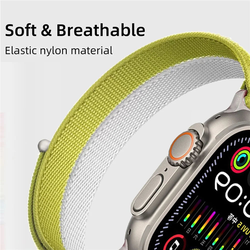 Watch Strap for Apple Watch Series 11 10 42mm / 9 8 7 41mm / SE3 SE2 SE 6 5 4 40mm / 3 2 1 38mm Nylon Sport Loop Band - Yellow - 5