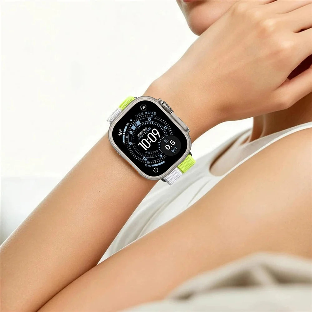 Watch Strap for Apple Watch Series 11 10 42mm / 9 8 7 41mm / SE3 SE2 SE 6 5 4 40mm / 3 2 1 38mm Nylon Sport Loop Band - Yellow - 6