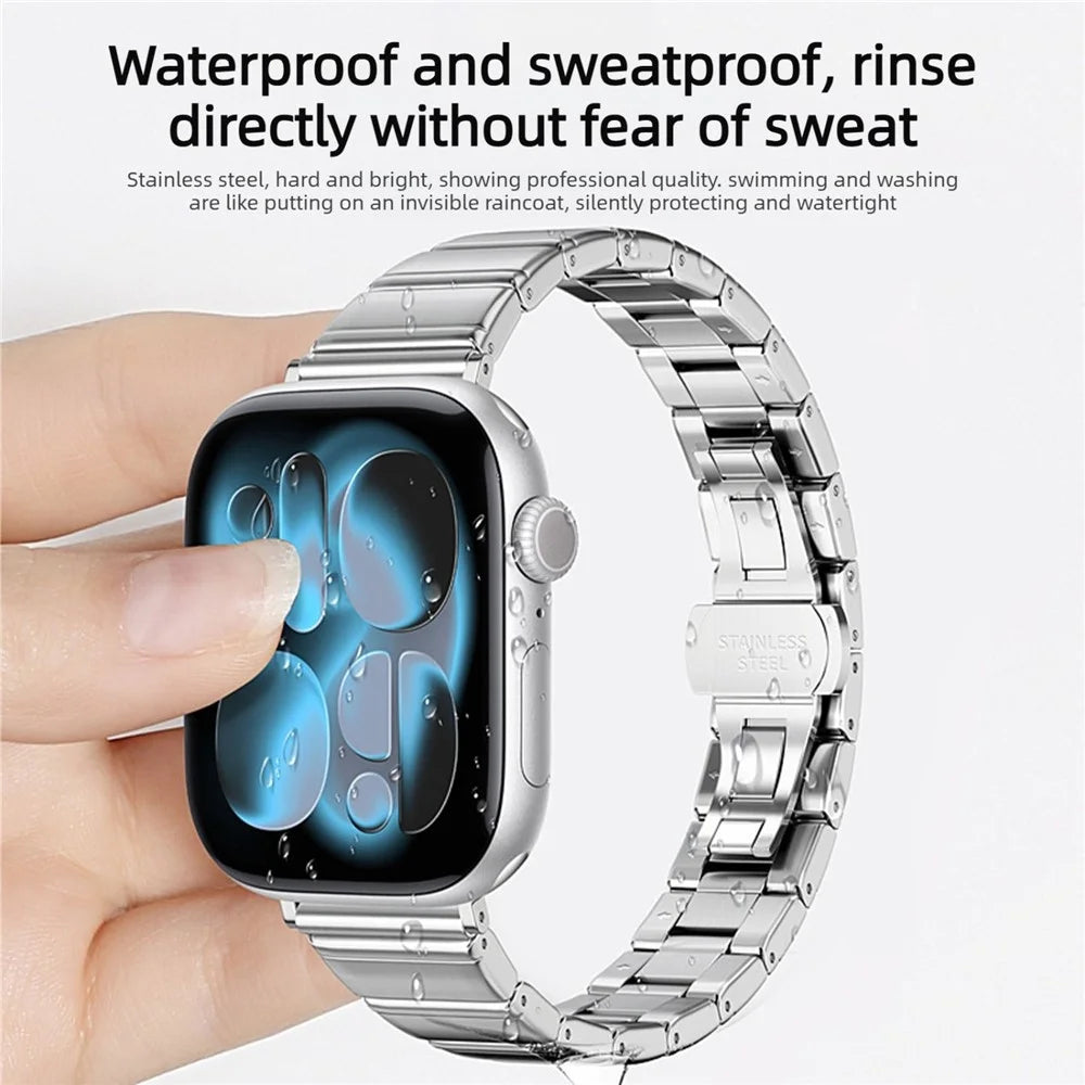 Strap for Apple Watch Series 11 10 42mm / 9 8 7 41mm / SE3 SE2 SE 6 5 4 40mm / 3 2 1 38mm Bamboo Link Stainless Steel Replacement Wristband - Silver - 5