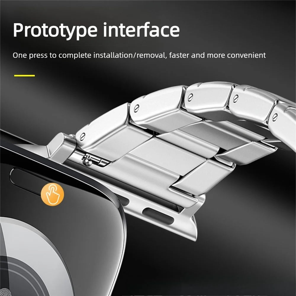 Strap for Apple Watch Ultra 3 2 1 49mm / Series 11 10 46mm / 9 8 7 45mm / SE3 SE2 SE 6 5 4 44mm / 3 2 1 42mm  Bamboo Link Stainless Steel Replacement Wristband - Silver - 6