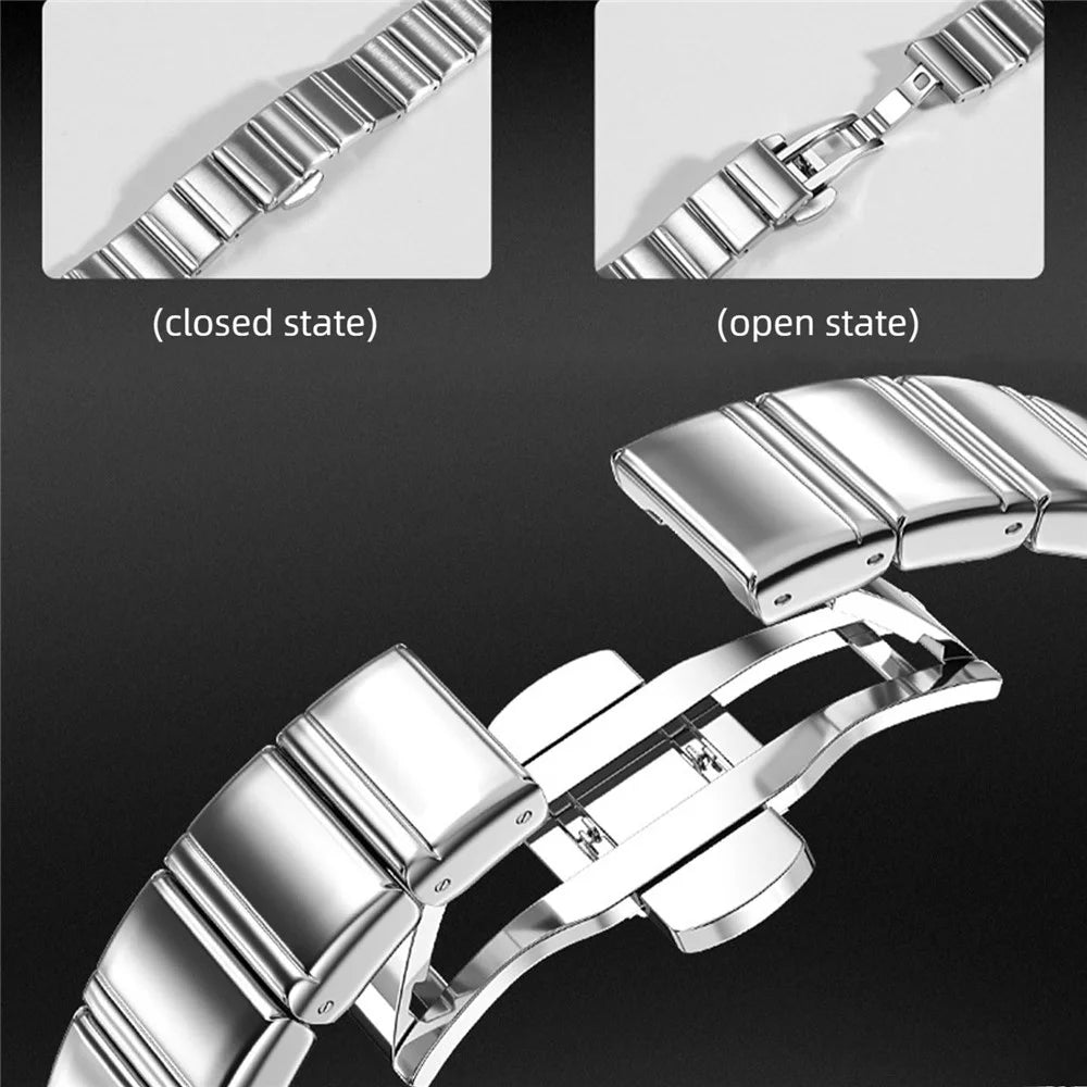 Strap for Apple Watch Ultra 3 2 1 49mm / Series 11 10 46mm / 9 8 7 45mm / SE3 SE2 SE 6 5 4 44mm / 3 2 1 42mm  Bamboo Link Stainless Steel Replacement Wristband - Silver - 7