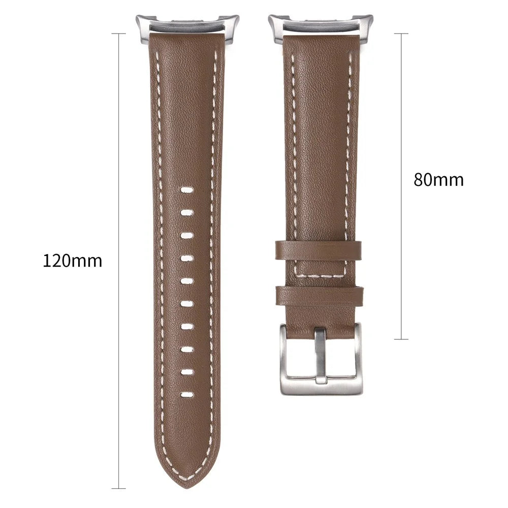 Genuine Cow Leather Strap for Samsung Galaxy Watch8 40mm / Watch8 44mm / Watch8 Classic 46mm Pointed Tail Adjustable Wristband - White - 4