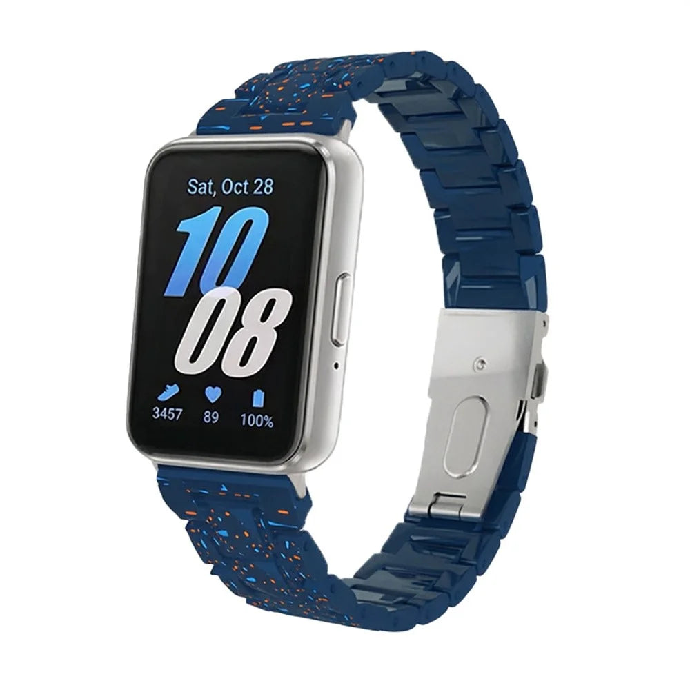 For Samsung Galaxy Fit3 Watch Band Splash Ink Pattern Hard PC Replacement Strap - Blue - 3