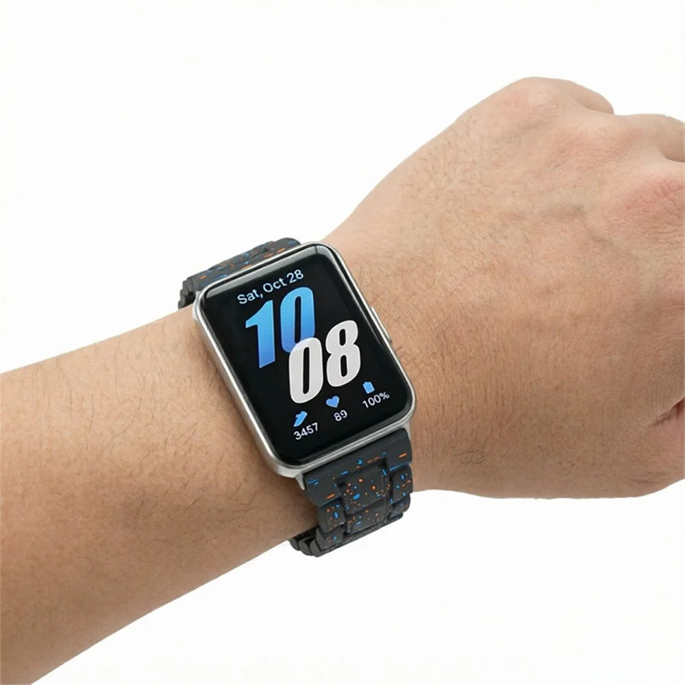 For Samsung Galaxy Fit3 Watch Band Splash Ink Pattern Hard PC Replacement Strap - Blue - 4