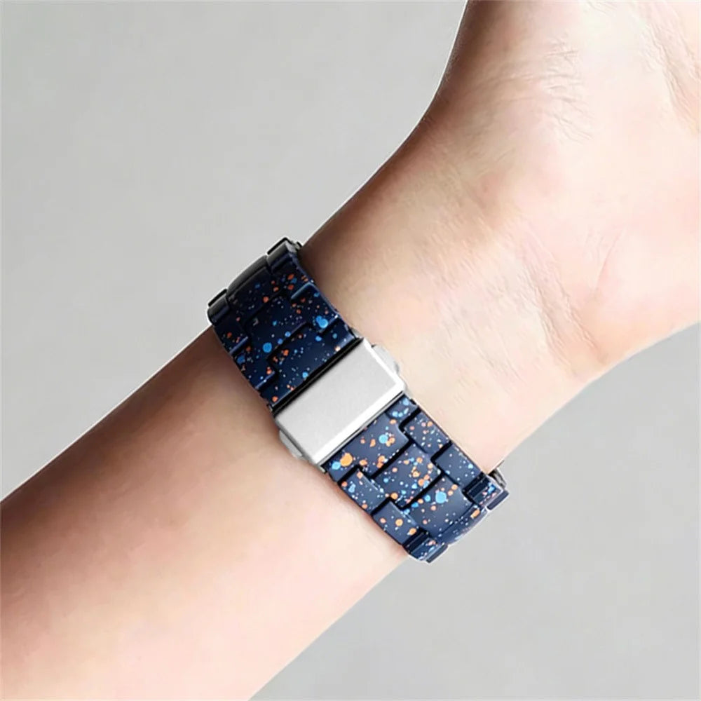 For Samsung Galaxy Fit3 Watch Band Splash Ink Pattern Hard PC Replacement Strap - Blue - 5