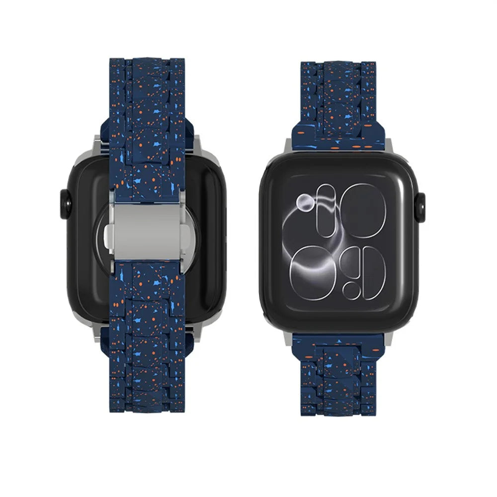 Strap for Apple Watch Series 11 10 42mm / 9 8 7 41mm / SE3 SE2 SE 6 5 4 40mm / 3 2 1 38mm Ink Splatter Pattern PC Watch Band - Blue - 2