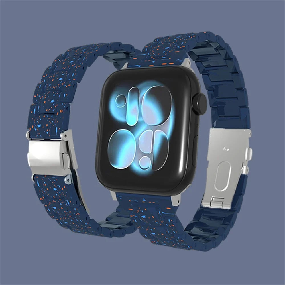 Strap for Apple Watch Series 11 10 42mm / 9 8 7 41mm / SE3 SE2 SE 6 5 4 40mm / 3 2 1 38mm Ink Splatter Pattern PC Watch Band - Blue - 3
