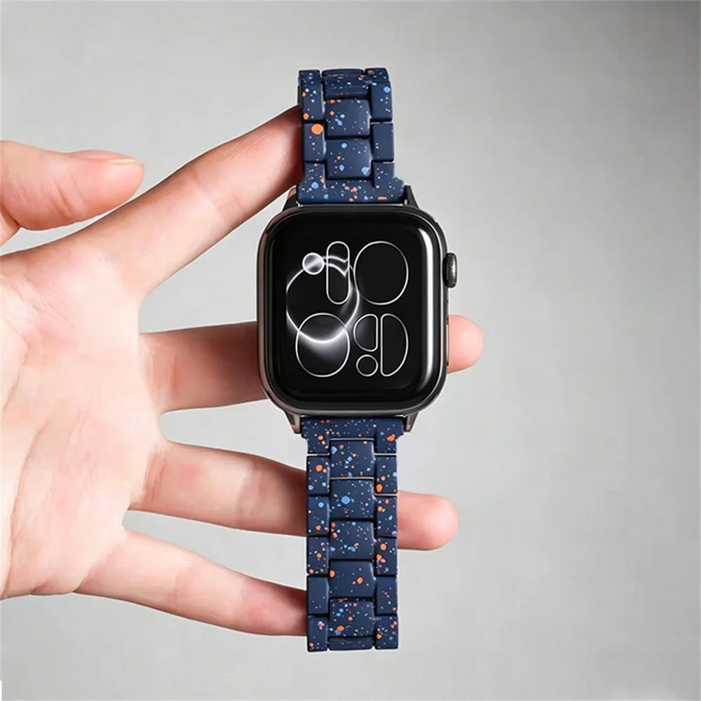 Strap for Apple Watch Series 11 10 42mm / 9 8 7 41mm / SE3 SE2 SE 6 5 4 40mm / 3 2 1 38mm Ink Splatter Pattern PC Watch Band - Blue - 4