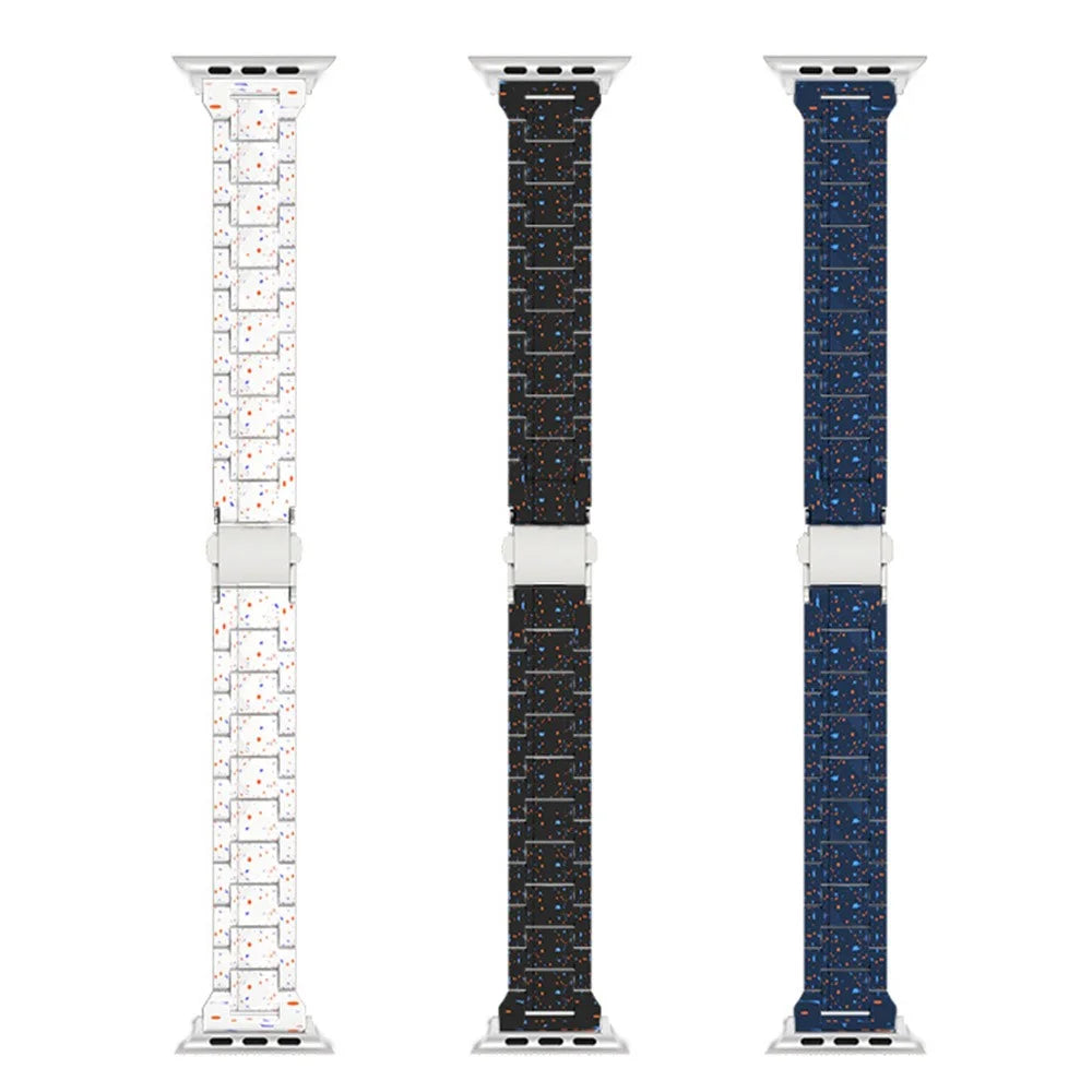 Strap for Apple Watch Series 11 10 42mm / 9 8 7 41mm / SE3 SE2 SE 6 5 4 40mm / 3 2 1 38mm Ink Splatter Pattern PC Watch Band - Blue - 7