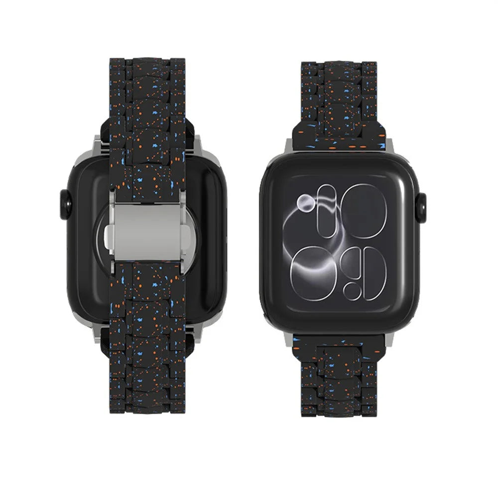 Strap for Apple Watch Ultra 3 2 1 49mm / Series 11 10 46mm / 9 8 7 45mm / SE3 SE2 SE 6 5 4 44mm / 3 2 1 42mm Ink Splatter Pattern PC Watch Band - Black - 2